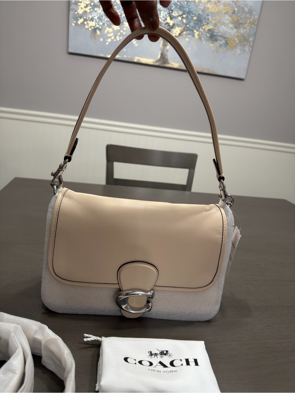 NWT Coach Soft tabby Ivory/Silver